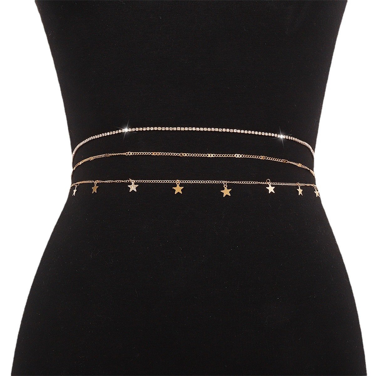 C356 Sexy claw chain rhinestone alloy waist chain sweet cool hot girl five-pointed star simple bikini body chain