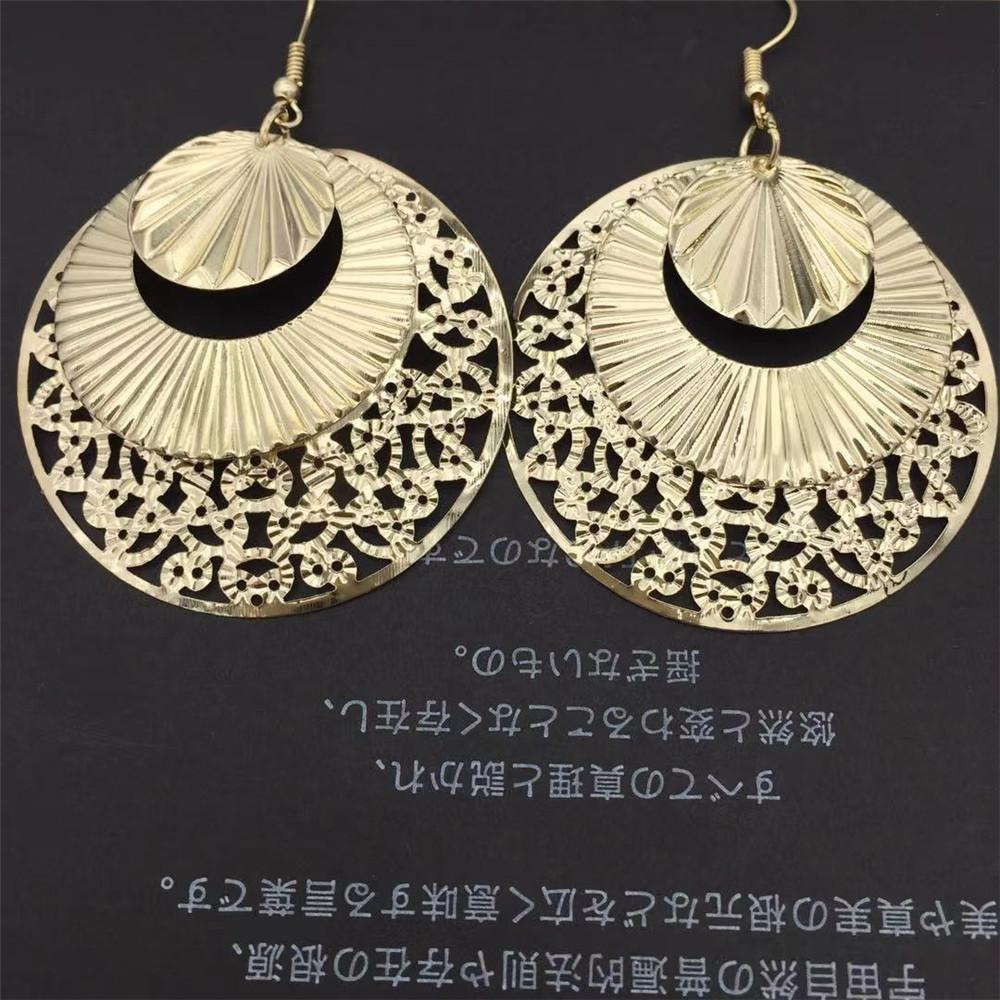 Ruched Sequin Bird's Nest Hollow Earrings Women's Indian Gold Color Earrings Jewelry