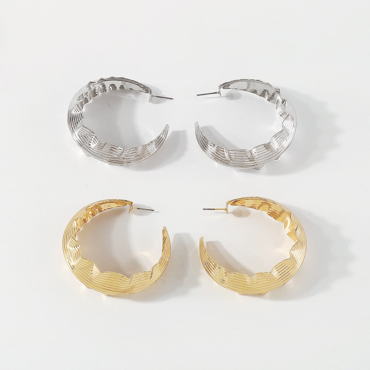 E1957 Frosty Metal Geometric Earrings Glossy Bump Irregular Fashion Earrings Exaggerated Earrings