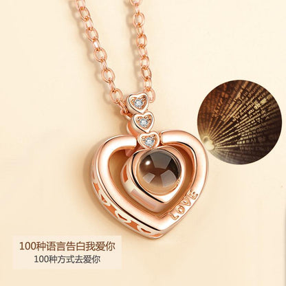 Valentine's Day jewelry same style one hundred languages I love you necklace heart-shaped pendant