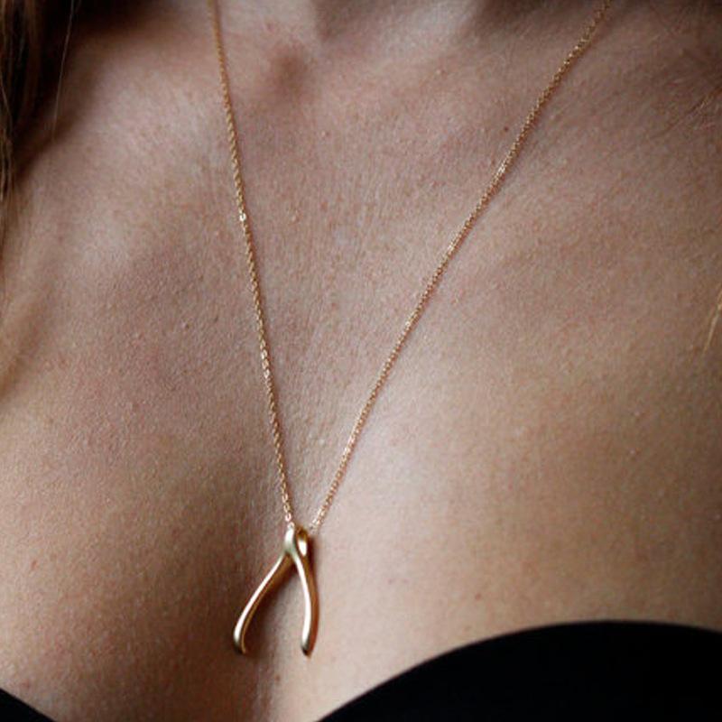 Personality Wishbone Fashion Wishbone Necklace Clavicle Chain Women