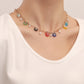 Jewelry niche simple back-shaped chain colorful glass flower pendant necklace female ins high-end explosion