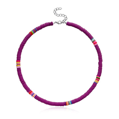 Jewelry casual color soft pottery choker necklace female fashion 6mm disc necklace necklace necklace