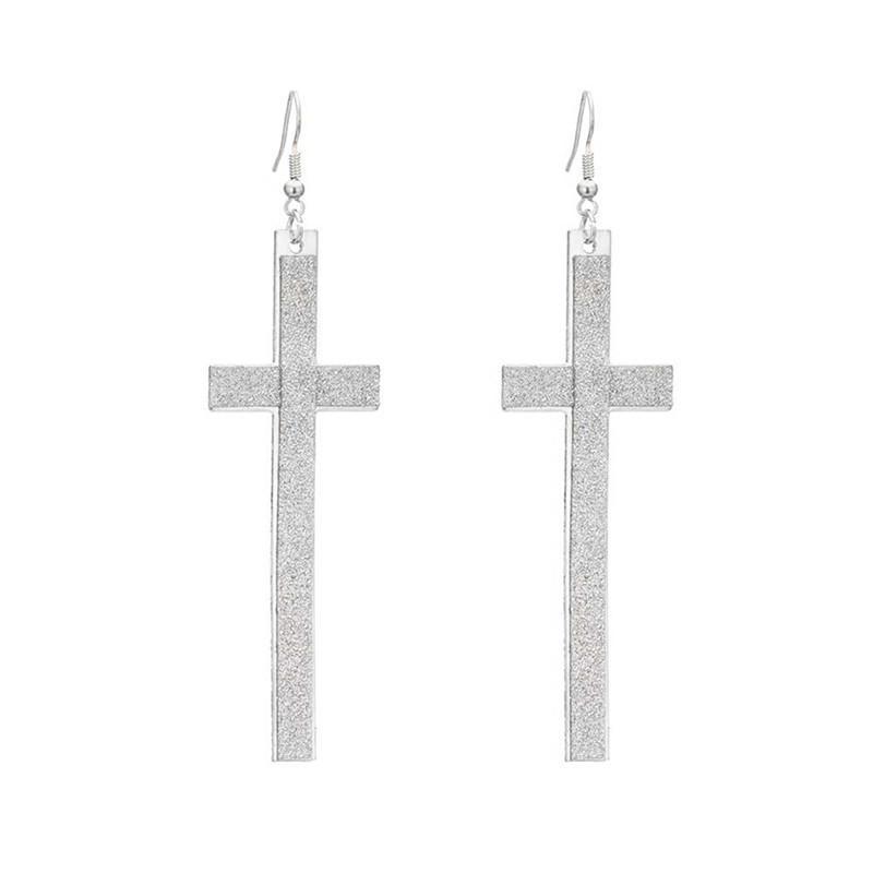 Classic Earrings Earrings Gold Silver Black Stripe Alloy Cross Frosted Earrings Jewelry Earrings 6 Colors