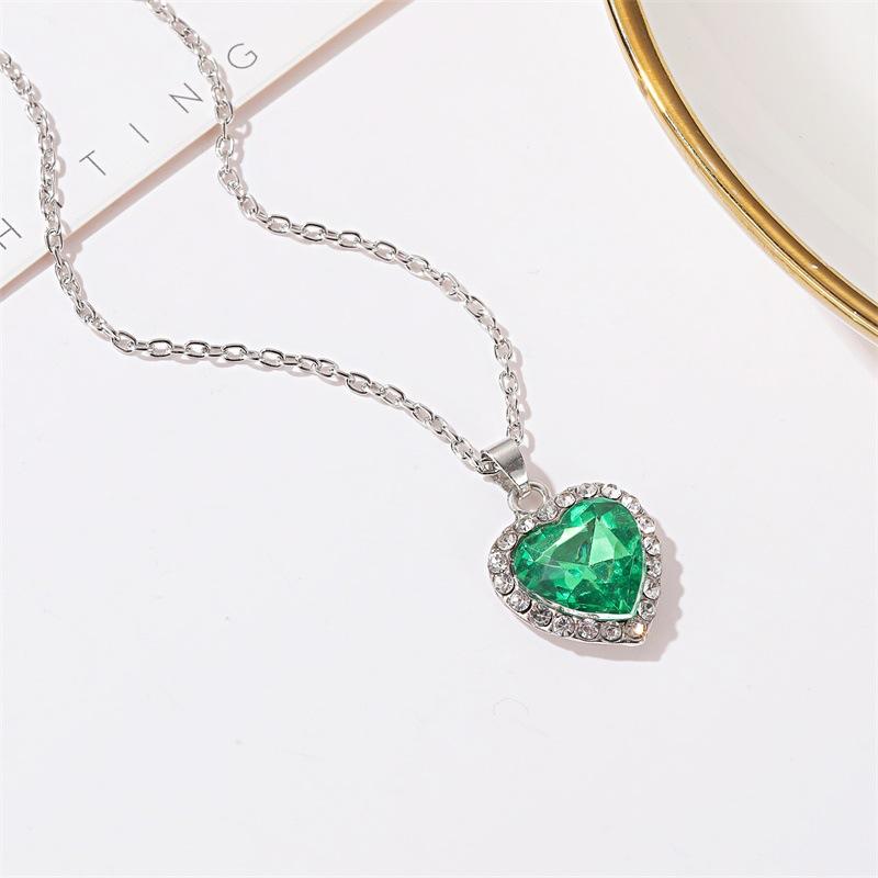 Jewelry Titanic Crystal Gem Heart Necklace Temperament Classic Ocean Heart Necklace