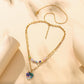 Stainless Steel Golden Love Flower Glazed Stone Key Pendant Titanium Steel Double Layer Necklace Clavicle Chain Female