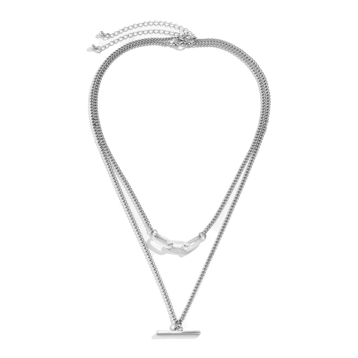 Jewelry Hip Hop Punk Metal Rod Chain Necklace Simple Indifferent Geometric Stacking Necklace