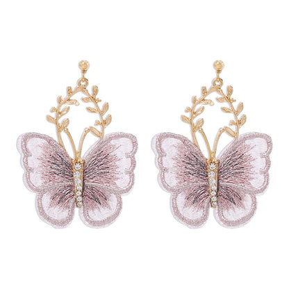 E9727 Jewelry Creative Ancient Embroidery Butterfly Earring Super Fairy Temperament Alloy Lace Earrings