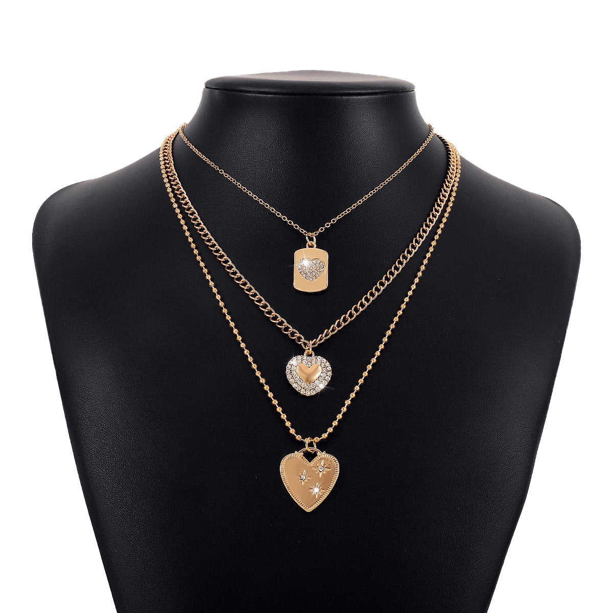 N1667 Stacked Hip-Hop Necklace Women's Brand Love Micro-inlaid Temperament Geometric Clavicle Necklace