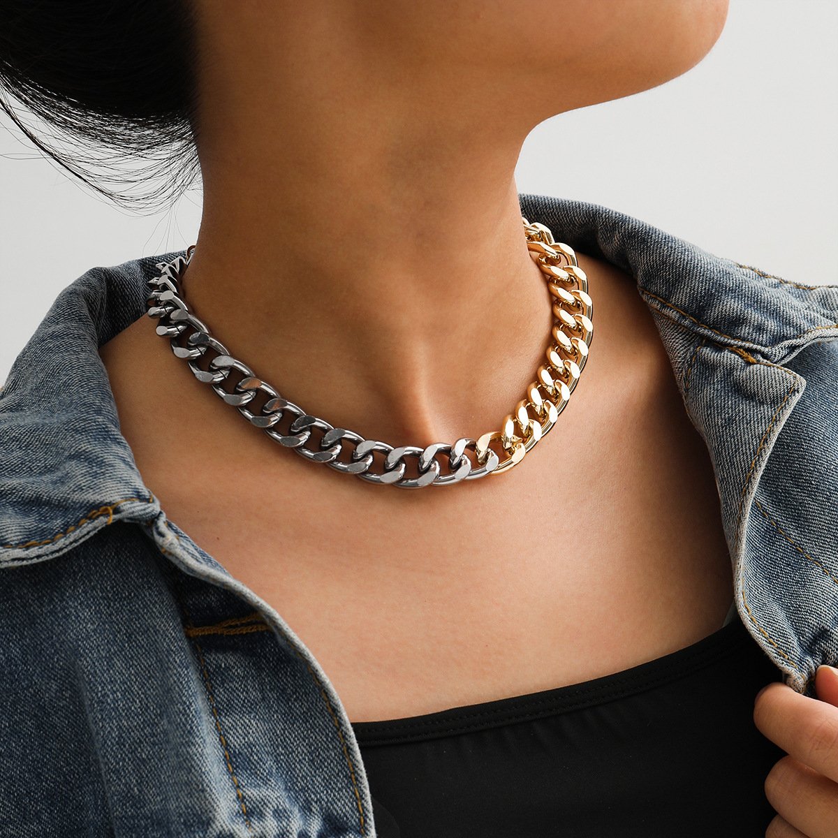 Creative Visual Jewelry Personality Street Shooting Mix and Match Color Necklace Women's Simple Chain Necklace