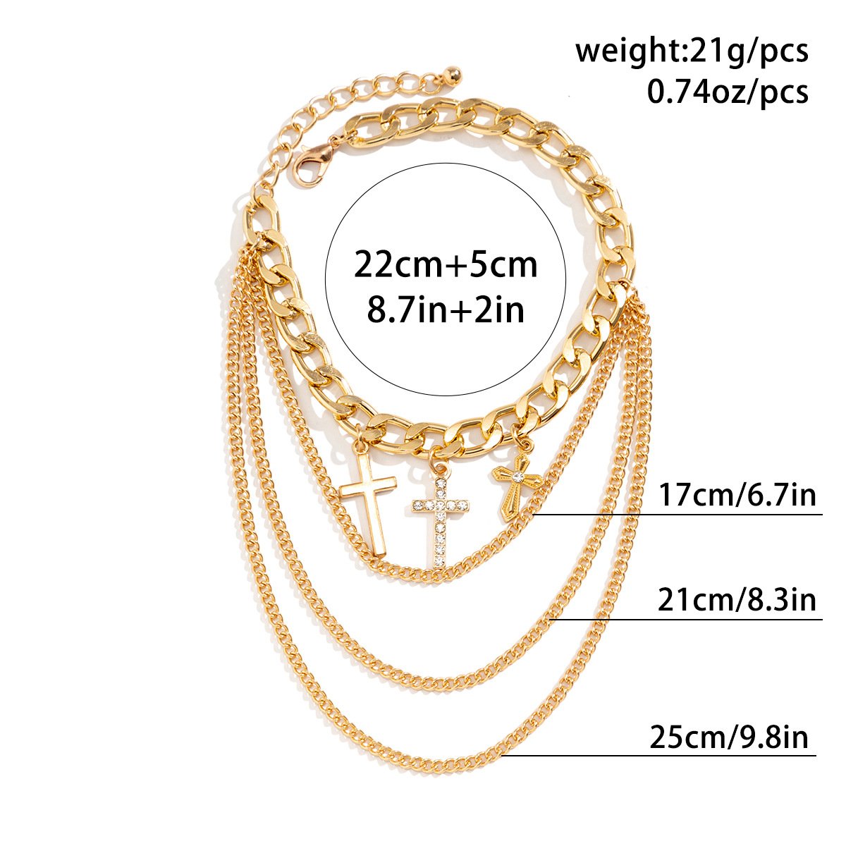 Jewelry personality single chain U-shaped foot decoration mix and match full diamond cross tassel anklet female