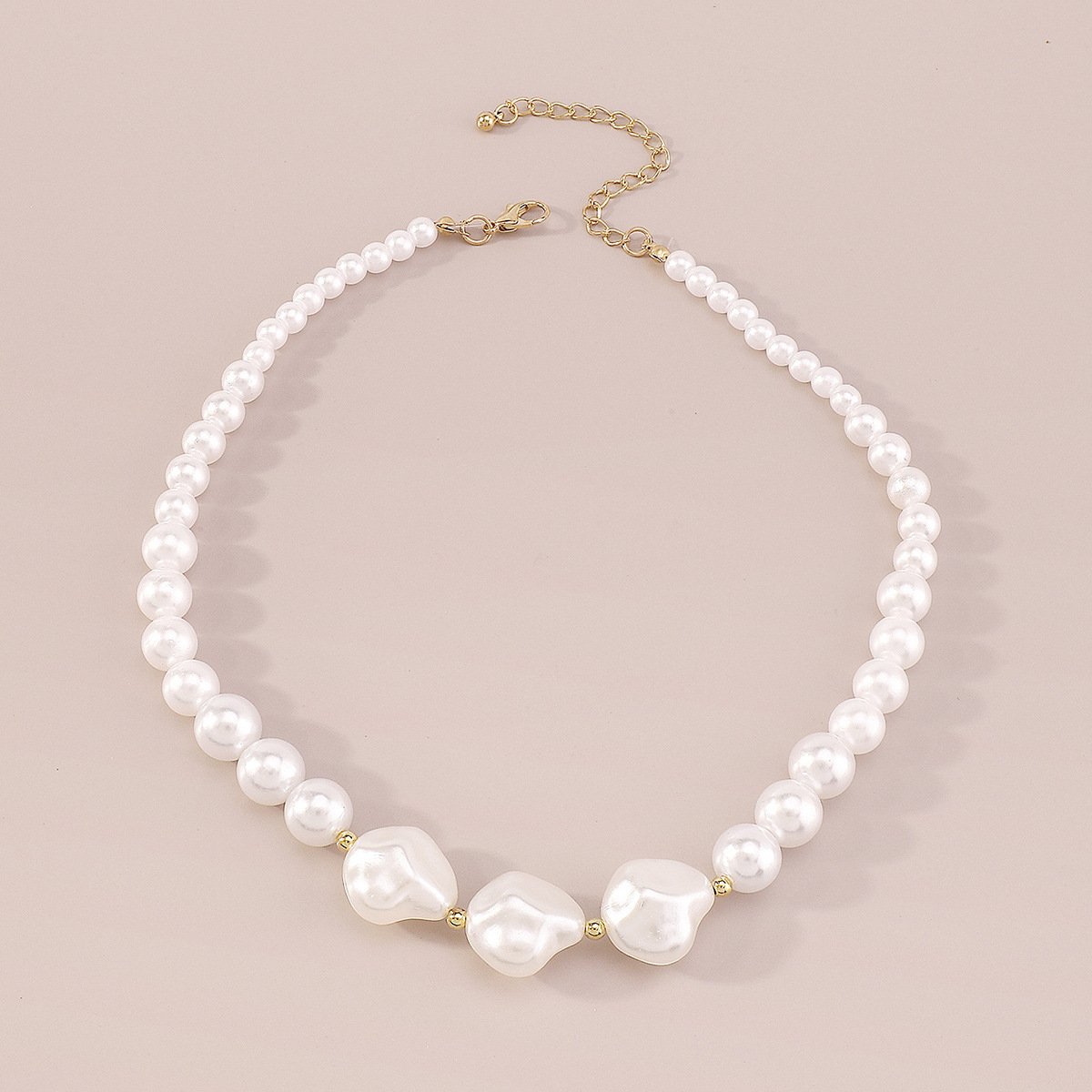 N1266 Irregular Pearl Necklace French Style Light Luxury Fragrance Necklace Atmospheric Short Clavicle Necklace