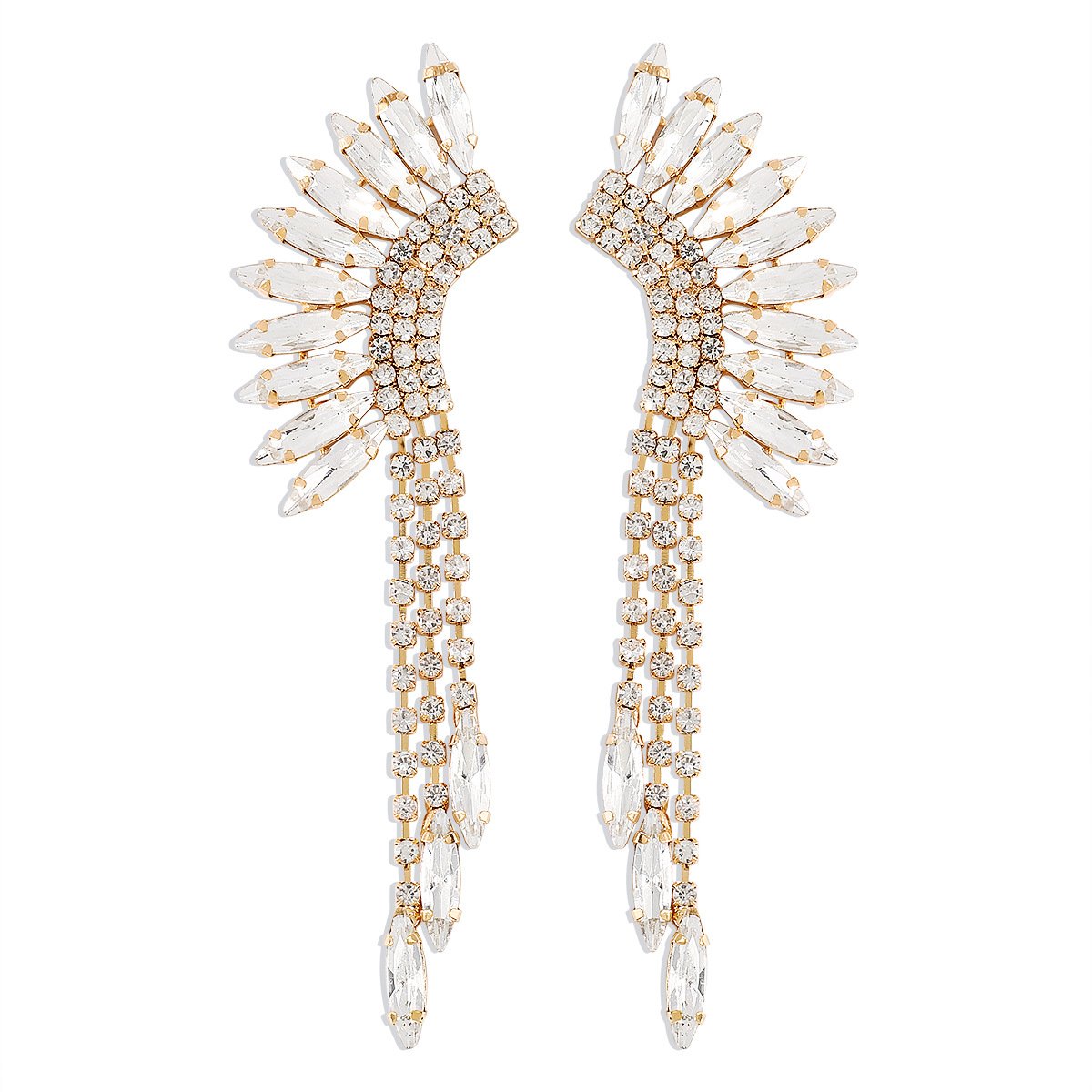 E1183 Niche tassel rhinestone temperament earrings personality claw chain cold dinner party earrings women