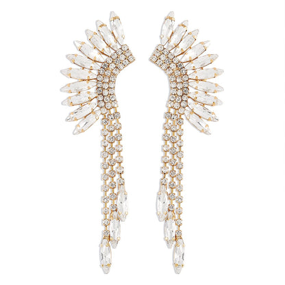 E1183 Niche tassel rhinestone temperament earrings personality claw chain cold dinner party earrings women