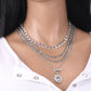 Jewelry Retro Simple Geometric Hollow Chain Necklace Fashion Portrait Metal Aluminum Chain Clavicle Chain