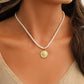 Simple Stainless Steel Gold Pearl Coin Choker Necklace Women Necklace Jewelry