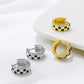 Ins black and white checkerboard lattice ear buckle female fashion temperament niche design geometric square earrings simple earrings