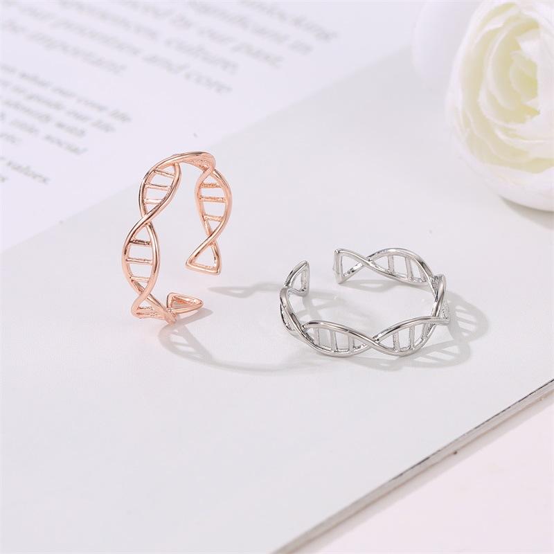 Hand Jewelry Cross Stripes Rose Gold Women's Ring Fashion Rhombus Fishbone Opening Versatile Ring