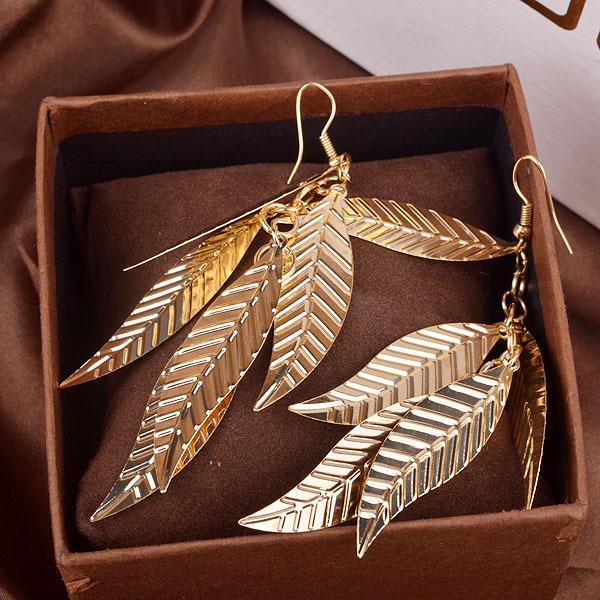 Alloy leaf earrings retro all-match actress earrings night bar party earrings