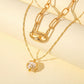 Personalized pig nose collarbone necklace fashion double temperament pearl hollow metal necklace