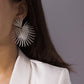Jewelry Exaggerated Punk Fan Leaf Metal Earrings Personality Trendy Irregular Fan-shaped Stud Earrings Female