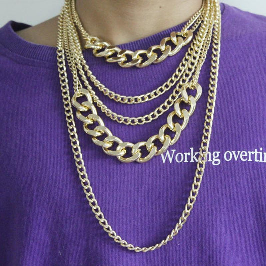 Jewelry simple punk hip-hop mix-and-match item female exaggerated thick chain multi-layer tassel necklace