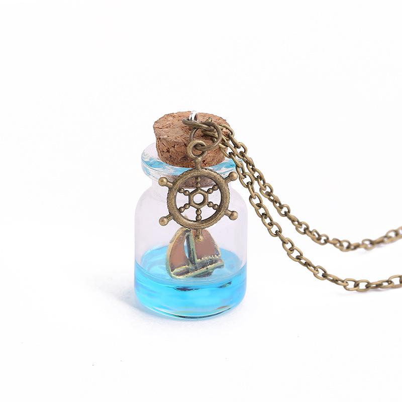 Fashion Beach Fresh Luminous Necklace Drifting Bottle Flower Luminous Jewelry Clavicle Chain