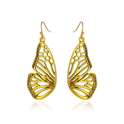 Ins Hollow Butterfly Earrings Retro Fashion Personality Exaggerated Metal Old Butterfly Wing Earrings Female