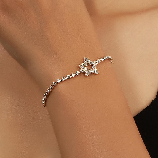 Diamond Star Bracelet Creative Simple Internet Celebrity Metal Zircon Adjustable Pull Hand Ornament for Women