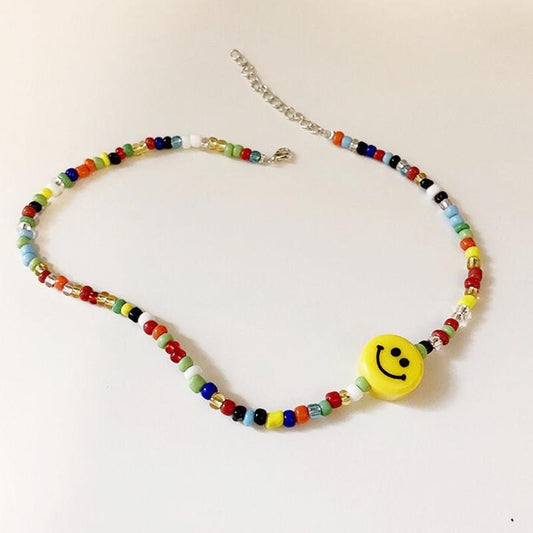 BlackpinkLisa Jin Zhixiu JENNIE with the same smiling face color beads diy wearing beads girl necklace choker