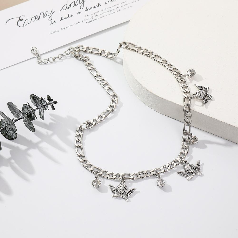 Short Necklace Beautiful Little Angel Tears Water Drops Clavicle Chain Necklace Jewelry Female
