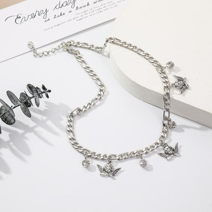 Short Necklace Beautiful Little Angel Tears Water Drops Clavicle Chain Necklace Jewelry Female