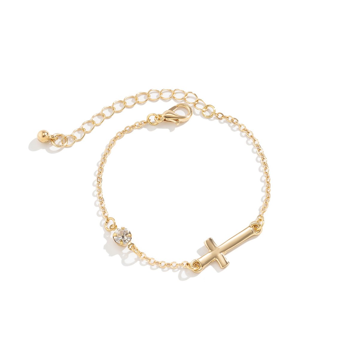 Jewelry temperament cold imitation pearl chain bracelet hip-hop simple metal cross jewelry