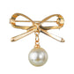 Temperament simple pearl bow brooch women's clothes fixed anti-light buckle pin corsage clothing accessories
