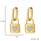 Personality Love Earrings Fashion Exaggerated Copper Micro-inlaid Zircon Peach Heart Lock Earrings Jewelry Women