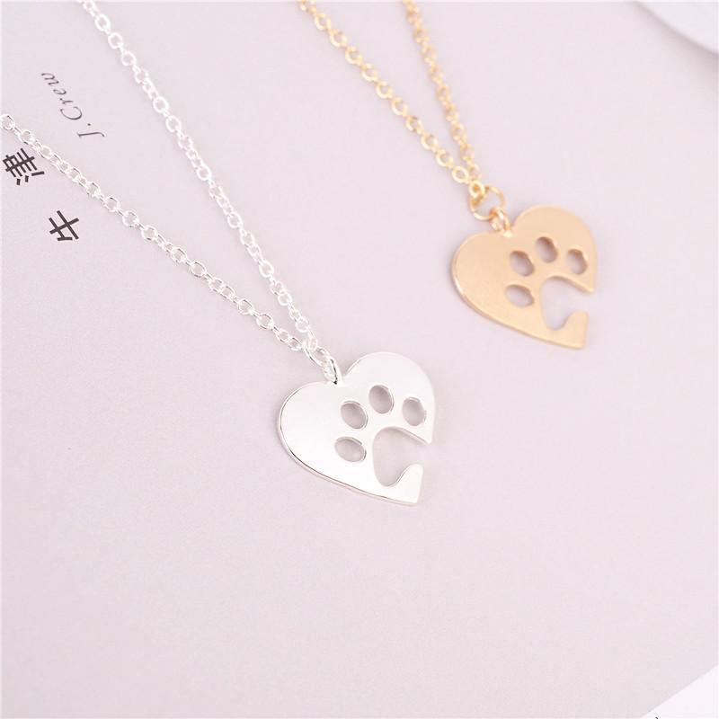 Creative Personality Jewelry Pet Paw Dog Claw Peach Heart Pet Lovers Clavicle Chain