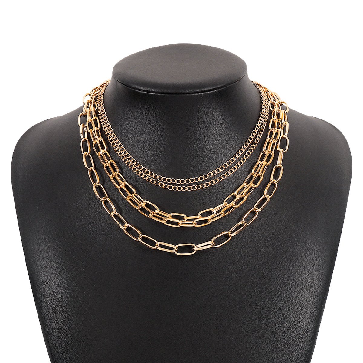 N154 Exaggerated mix and match multi-layered necklace retro cold punk sexy geometric necklace female