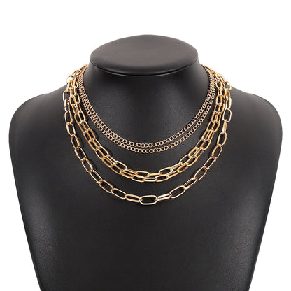 N154 Exaggerated mix and match multi-layered necklace retro cold punk sexy geometric necklace female