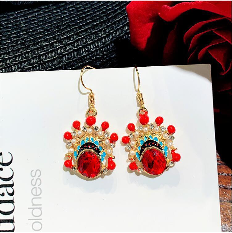 Personality Fashion Ear Jewelry Chinese Earrings Ancient Beijing Opera Mask Earrings