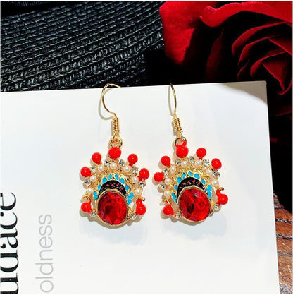 Personality Fashion Ear Jewelry Chinese Earrings Ancient Beijing Opera Mask Earrings