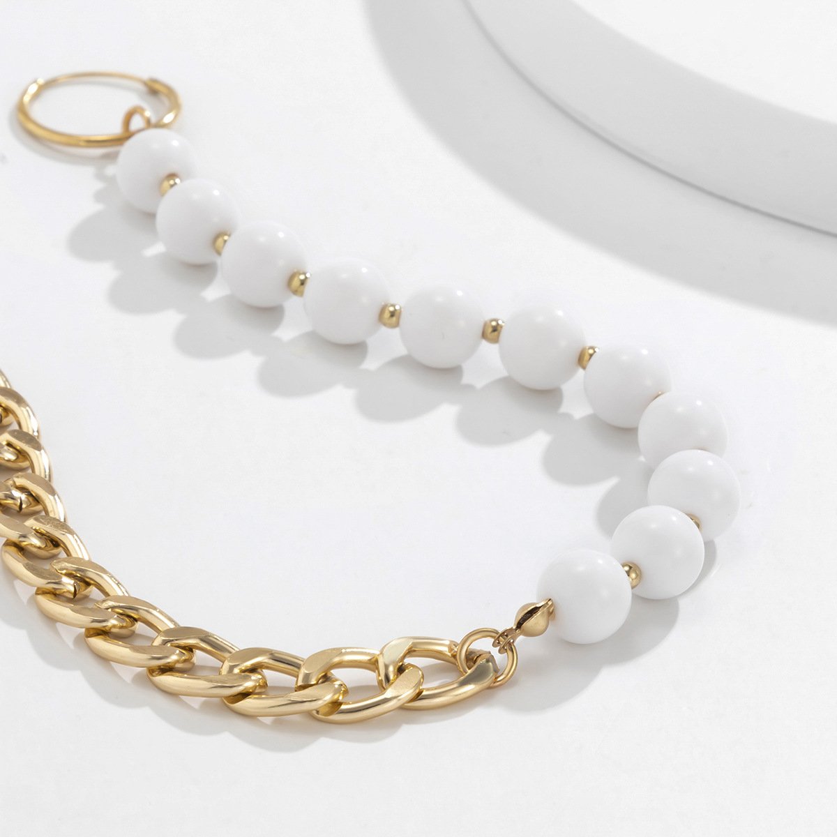Jewelry personality cold U-shaped bead splicing earrings hip-hop trend metal chain earrings