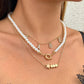 Jewelry Retro Mix and Match Imitation Pearl Chain Necklace Inlaid Rhinestone Letter Star Stacked Necklace Women