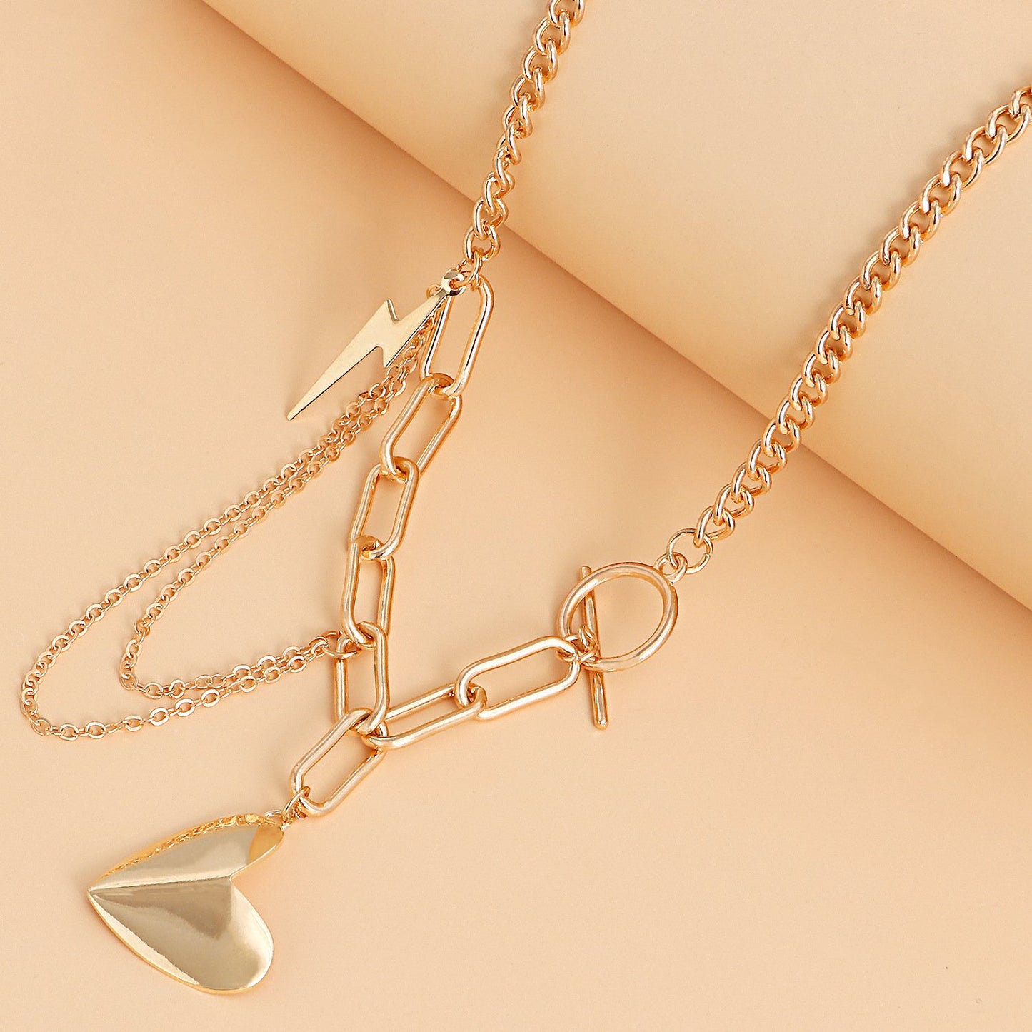 Jewelry Punk Clavicle Chain Ins Geometric Love Alloy Pendant Necklace Female