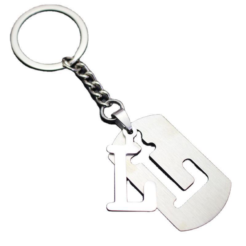 Stall 26 letters stainless steel tag car key chain key ring couple small gift pendant