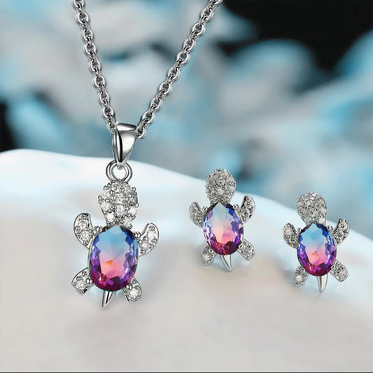 Jewelry Fashion Niche Design Turtle Earrings Necklace Set Female Animal Series Jewelry