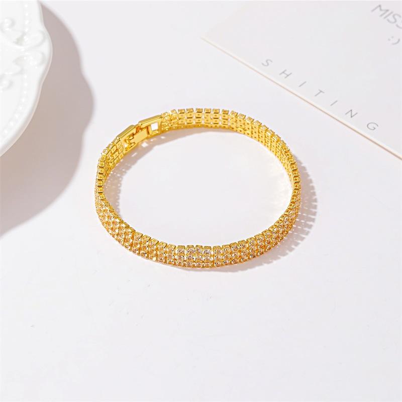 Temperament simple three-row diamond bracelet ins cold geometric diamond-encrusted tennis chain female jewelry