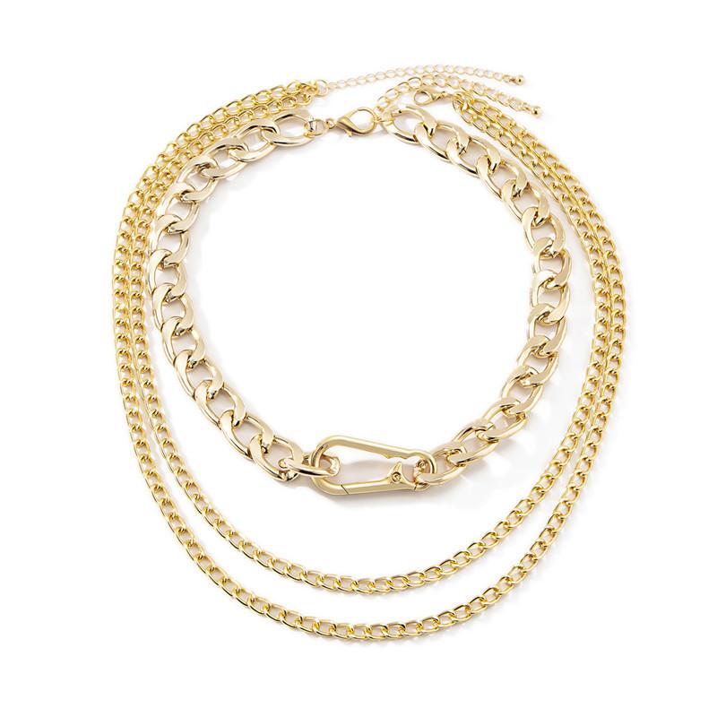 Jewelry Punk Geometric Thick Chain Clavicle Necklace Female Hip Hop Trend Metal Keychain Necklace