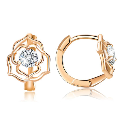 E8429 Jewelry Simple Rose Copper Zircon Earrings Personality Commuting Cold Earrings Earrings
