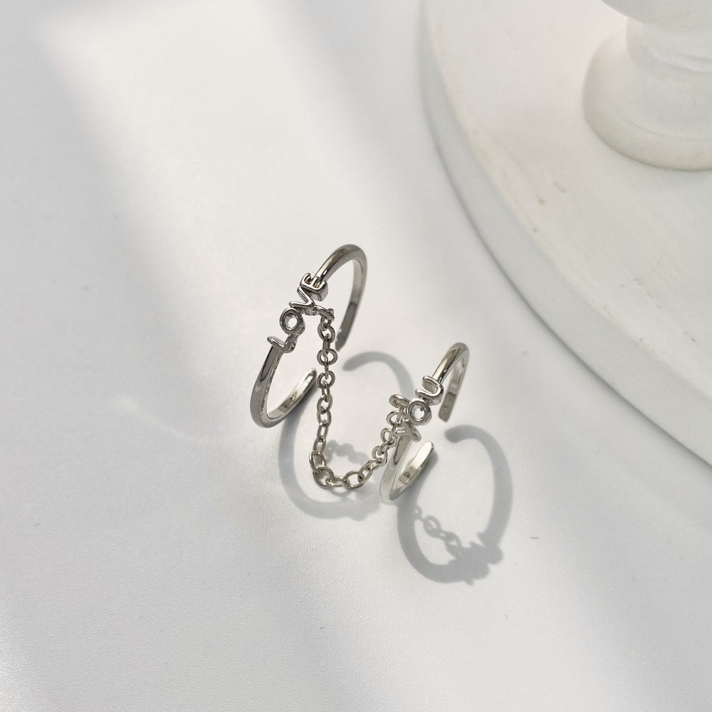 ins chain tassel double finger ring fashion simple star butterfly love geometric opening index finger ring tide