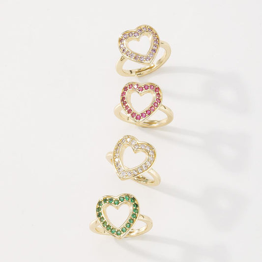 ZR84 Jewelry Simple Fashion Geometric Love Ring Retro Creative Color Diamond Ring